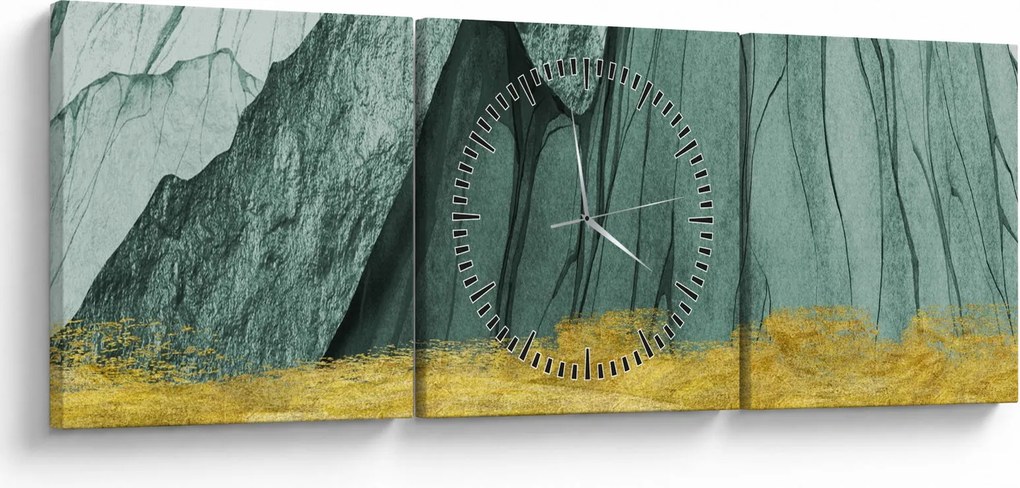 Obraz - Emerald Mountains N⁰3 (z zegarem) (90x30 cm)