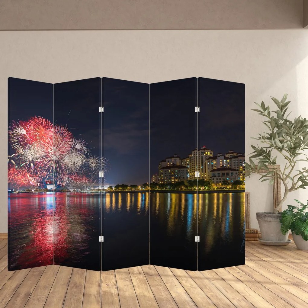 Parawan - Fajerwerki w Singapurze (210x170 cm)