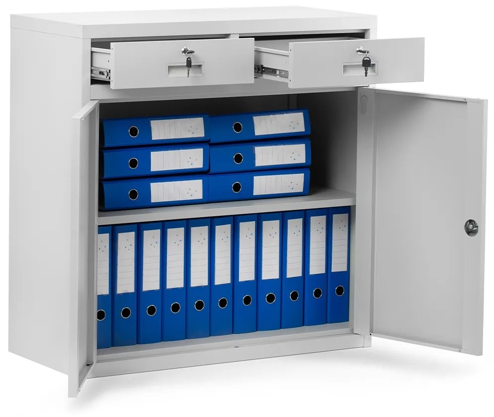 Szafka metalowa z szufladami LENA, 900 x 900 x 400 mm, szara