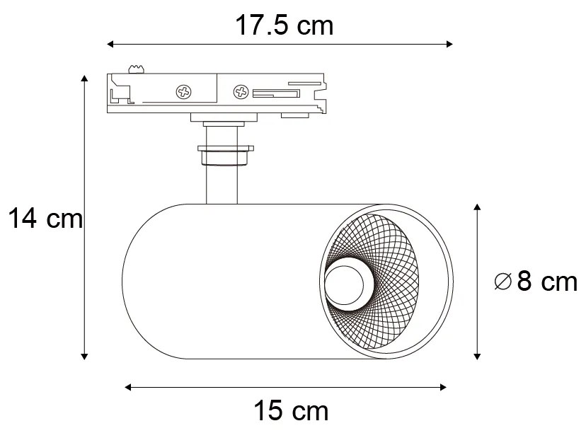 Nowoczesny reflektor biały do 1-fazowego systemu szynowego z LED - Iconic Mark
