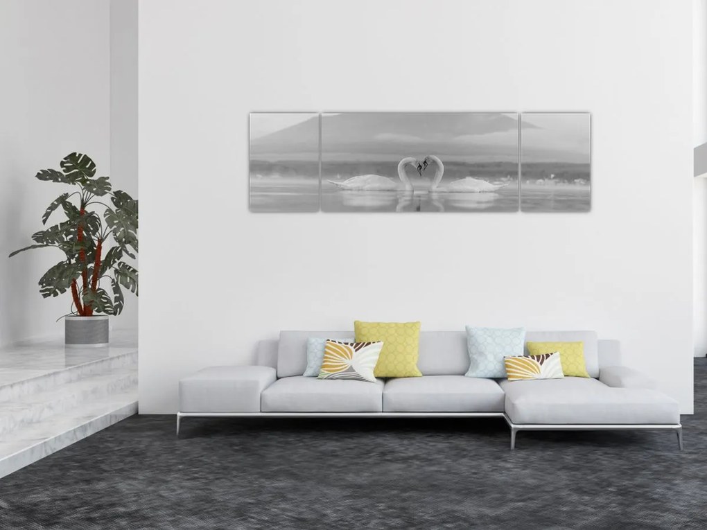 Obraz - Zakochane łabędzie (170x50 cm)