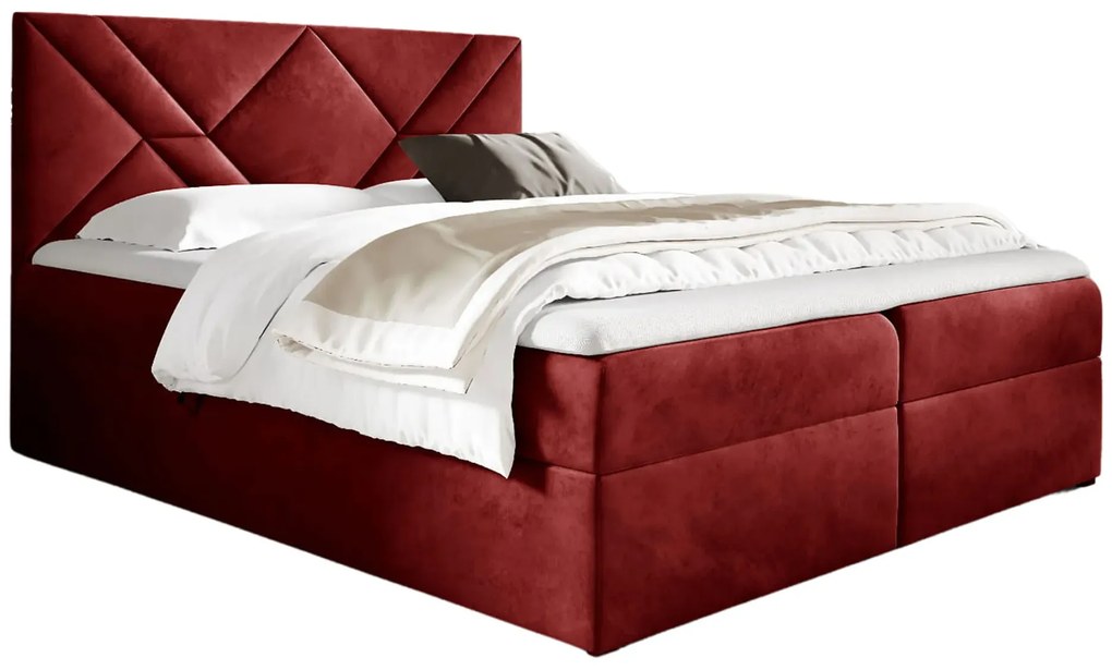 Czerwone pikowane łóżko kontynentalne 5 rozmiarów - Velvaro