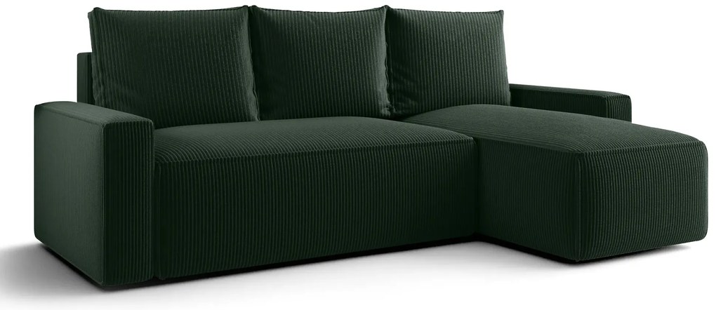 Zielony sztruksowy narożnik z funkcją spania D2-D31