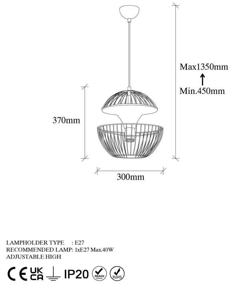 Lampa wisząca w czarno-złotym kolorze z metalowym kloszem ø 30 cm Telmander – Opviq lights