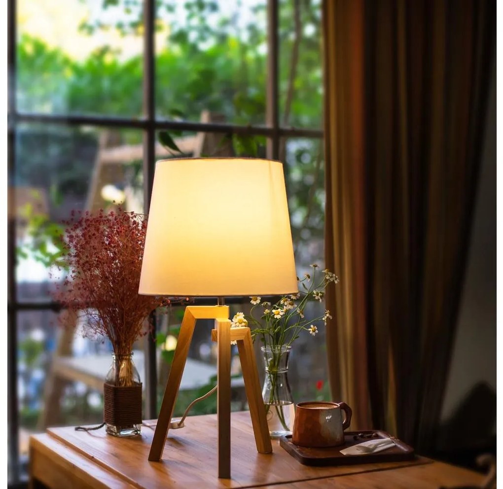 Aigostar - Drewniana lampa stołowa 1xE27/60W/230V z sosny