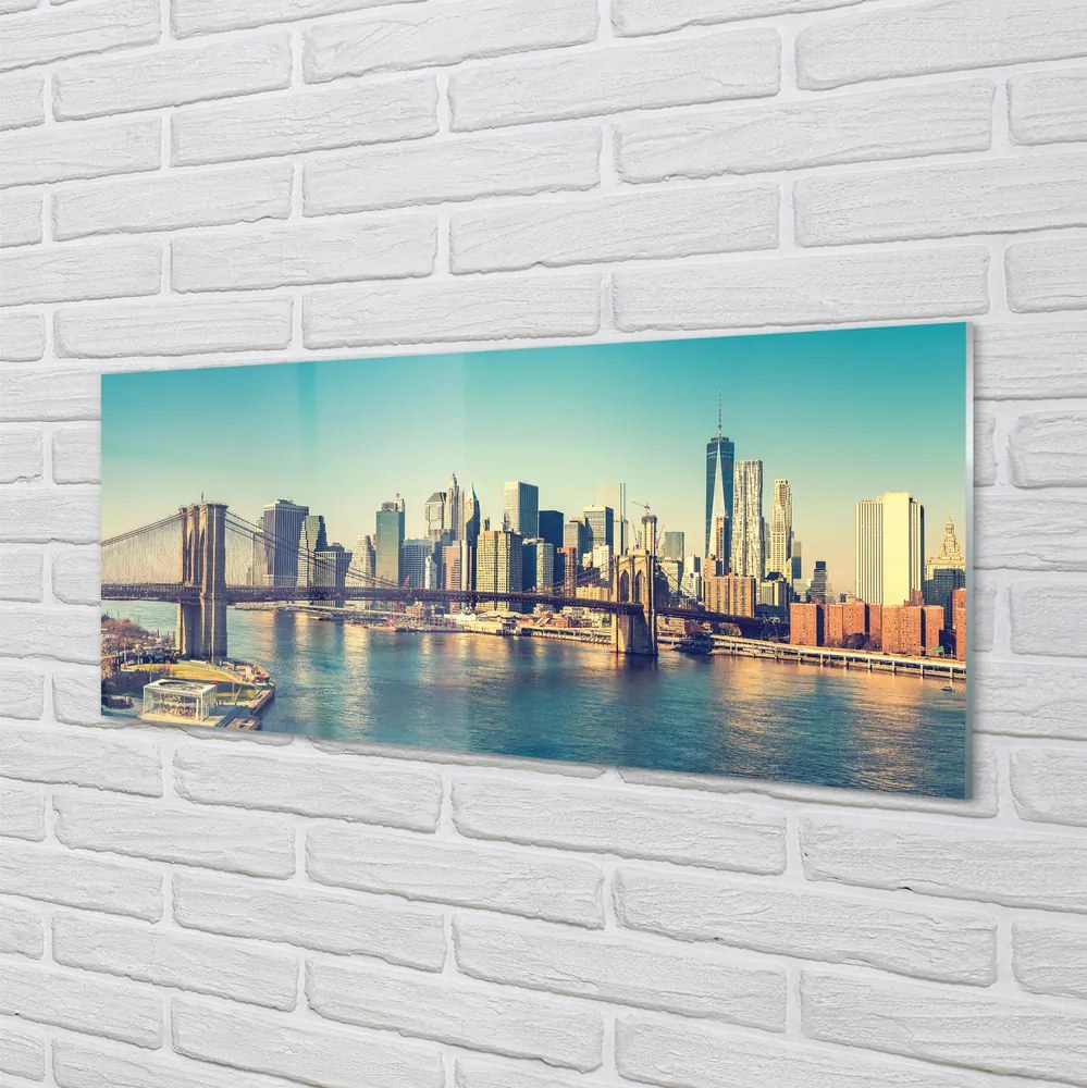 Panel szklany do Kuchni Rzeczna Panorama z Mostem