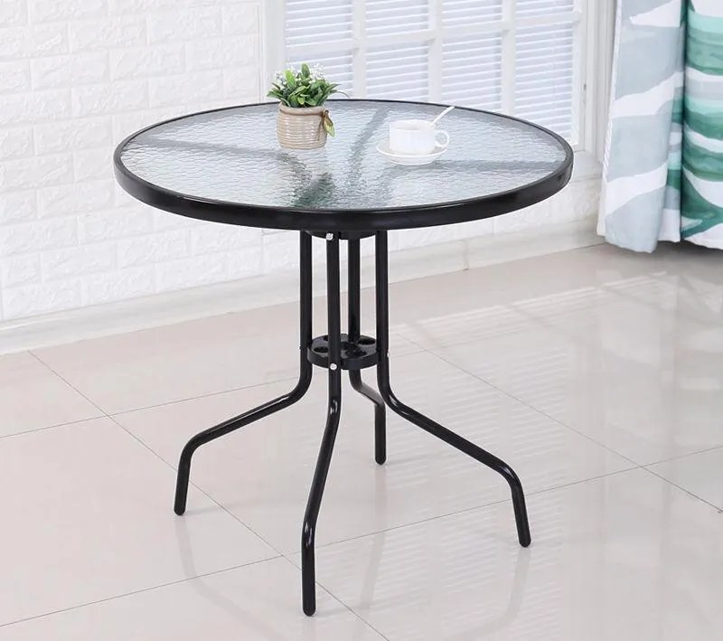 Stół stolik okrągły FI70 Bergamo T20 szklany metal na balkon taras do ogrodu