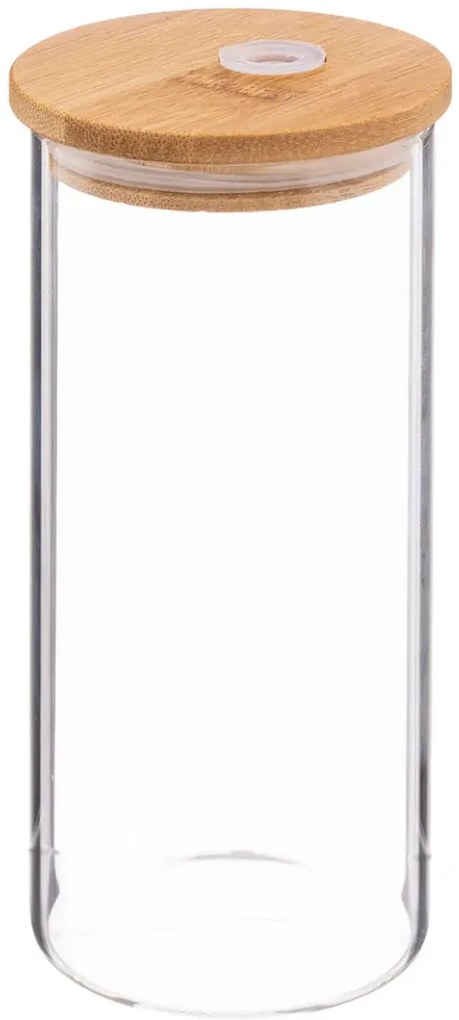 Słoik z bambusową pokrywką i słomką PALM 400 ml