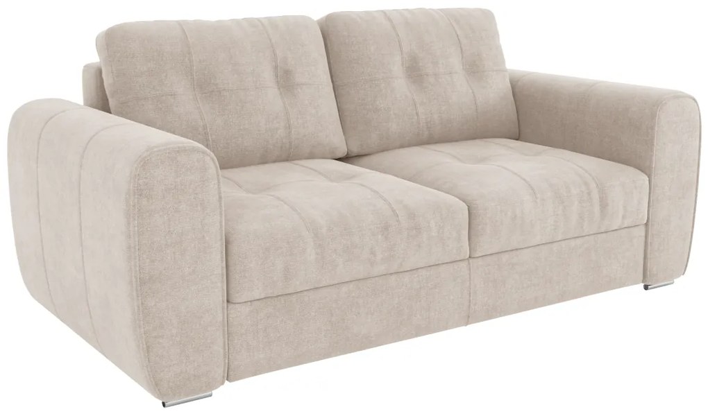 Kanapa 3-osobowa rozkładana typu express z beżową tapicerką - Miejsce do spania 140 cm - Materac 14 cm - BOLIPO