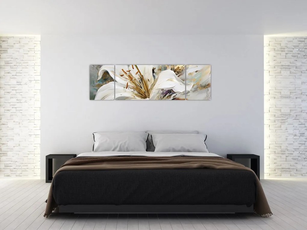 Obraz - Abstrakcja z lilią (170x50 cm)