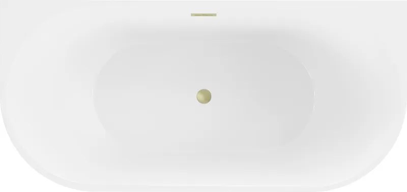 Mexen Oval wanna wolnostojąca przyścienna 170 x 80 cm, biała, przelew złoty szczotkowany - 52671708000-55