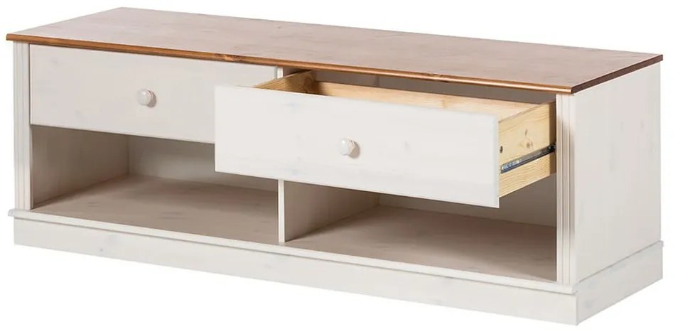 Biała szafka pod TV z litego drewna sosnowego 137x47 cm Anita – Støraa