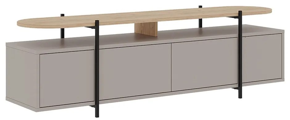 Szarobeżowa szafka pod TV w dekorze dębu 160x48 cm Hinoa – Marckeric