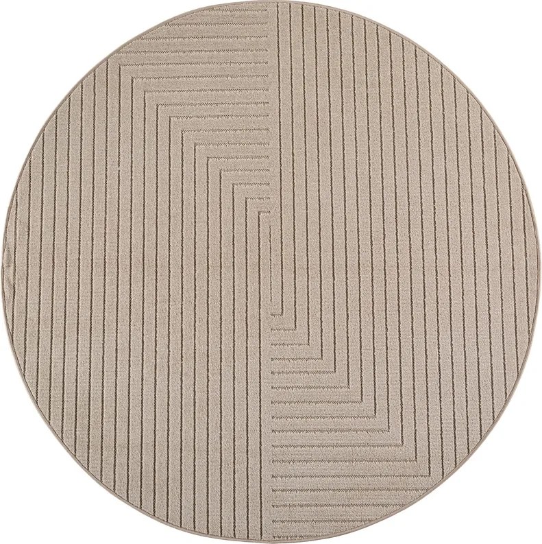 Dywan uniwersalny Nova 3D Geometria beżowy koło 200 cm x 200 cm