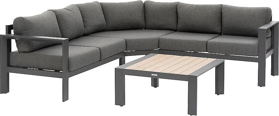 Narożny zestaw aluminiowy VANCOUVER dla 6 osób (antracyt)