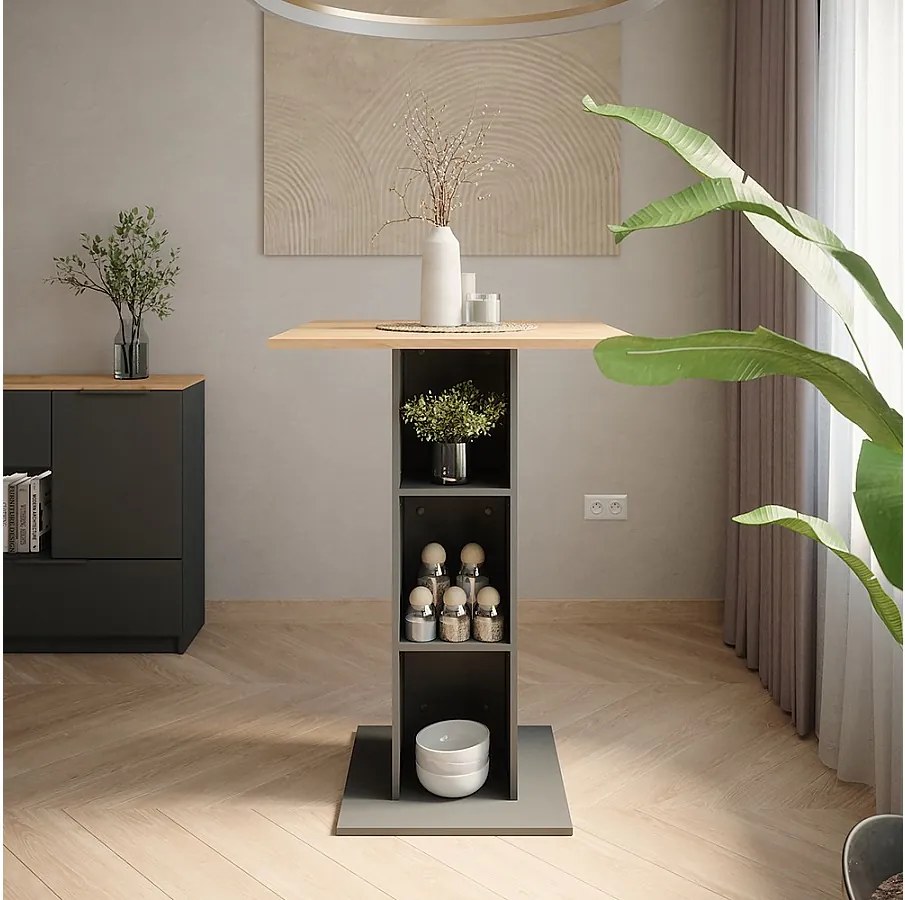 Stół barowy złoty dąb power/antracyt 75x75x106 repose