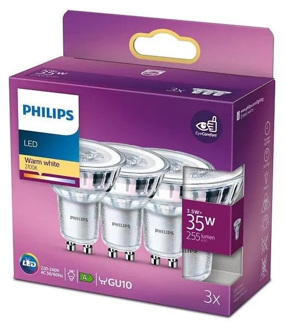 SET 3x LED Żarówka Philips GU10/3,5W/230V 2700K