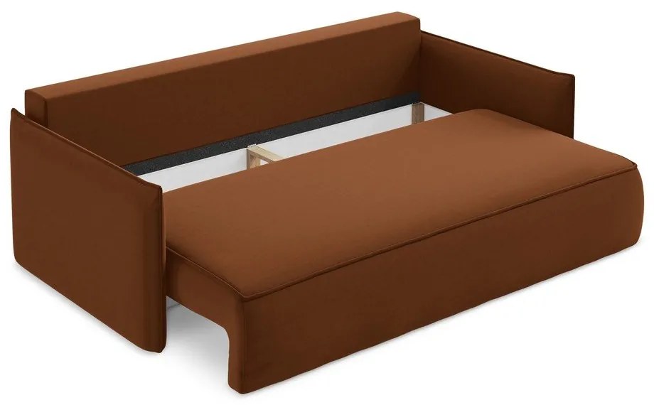 Aksamitna rozkładana/ze schowkiem sofa w kolorze terakoty 225 cm Hula – Makamii