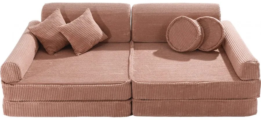 Aesthetic sztruksowa sofa dziecięca, pudrowy róż - meowbaby®