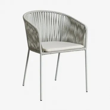 Krzesło Jadalniane Z Podłokietnikami Z Żelaza I Plecionym Sznurem Jocelyn Awokado - Sklum