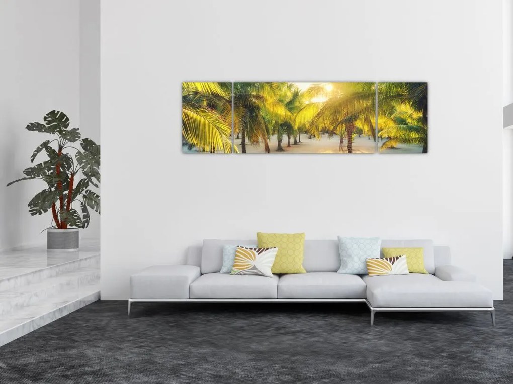 Obraz - Kobieta w palmach (170x50 cm)