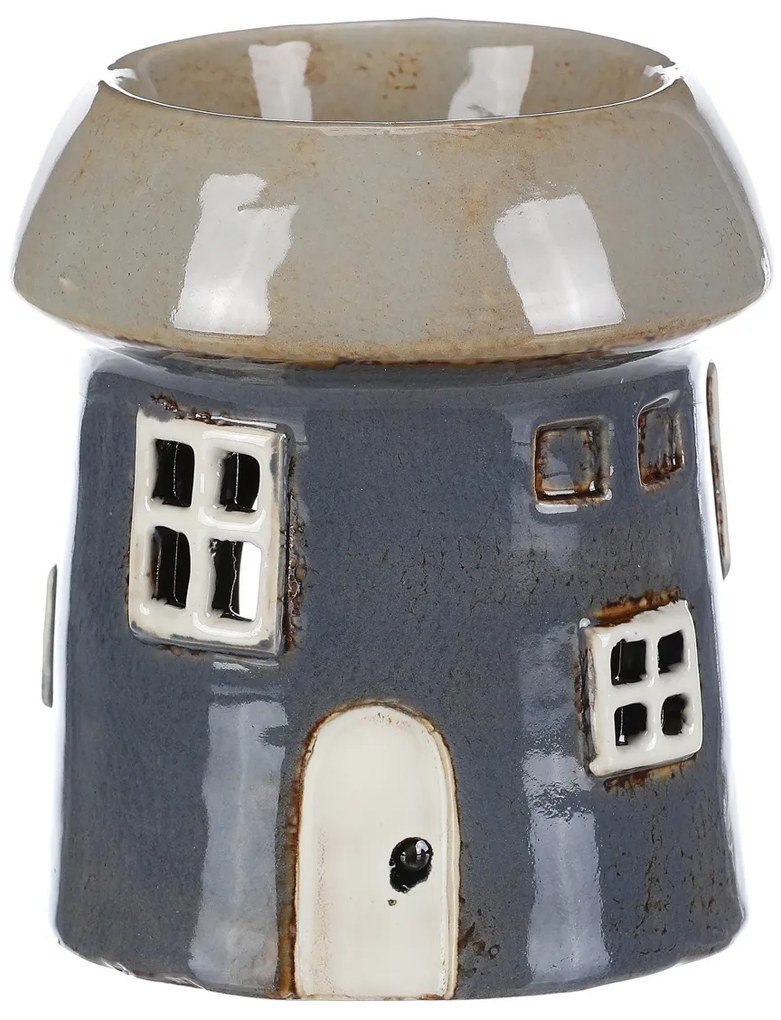 Kominek zapachowy Domek szary, ceramika, 11 x 11 x 13 cm