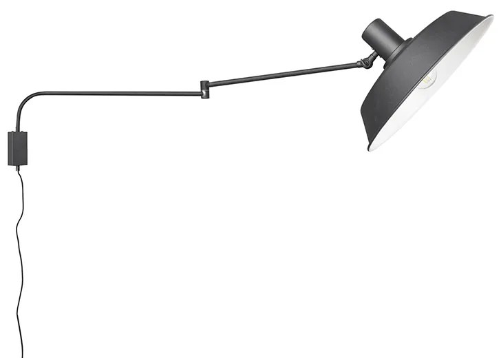 Lampa ścienna czarna regulowana z przełącznikiem - Danielle Nowoczesny Oswietlenie wewnetrzne
