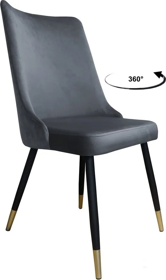 Krzesło Victor tkanina Welur noga metalowa krzesło tapicerowane premium : Kolor nogi - Czano-złota stożek, Kolor tkaniny - VELVET - BL14, Typ siedziska - Siedzisko obrotowe 360°