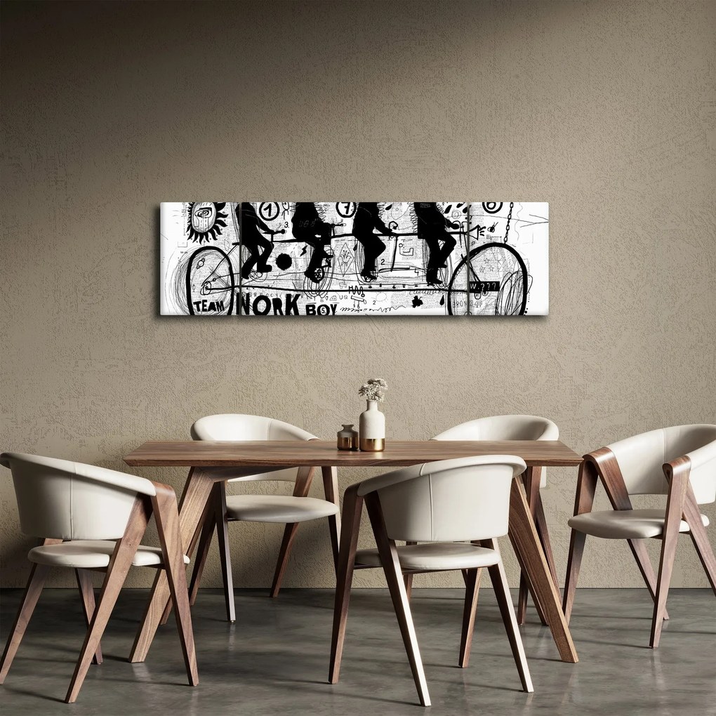Obraz - Praca zespołowa, jazda na rowerze (170x50 cm)