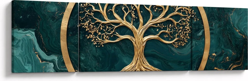 Obraz – Złote drzewo życia w marmurze (170x50 cm)