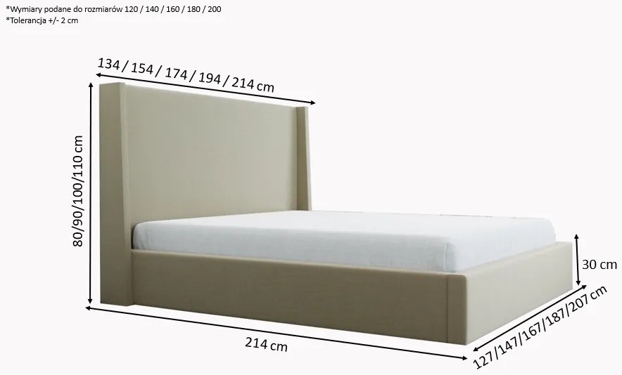 Łóżko sypialniane ARIA SLIM - 140x200