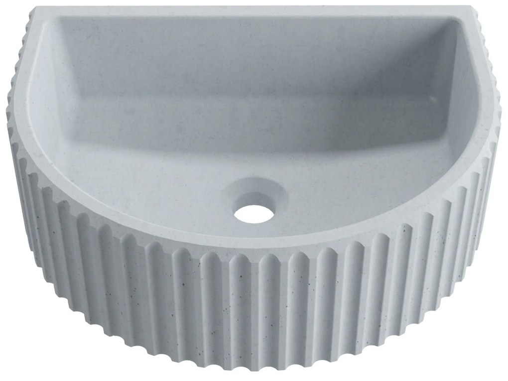 Umywalka betonowa podwieszana / nablatowa półokrągła bez otworu na baterię 45 x 36 cm MUSLIN | różne kolory : Kolor - Jasny szary, Typ montażu - podwieszana