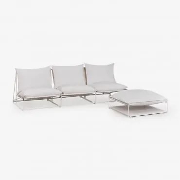 Amaro 3-częściowa Modułowa Sofa Ogrodowa I Rozkładany Puf Gardenia Biel - Sklum