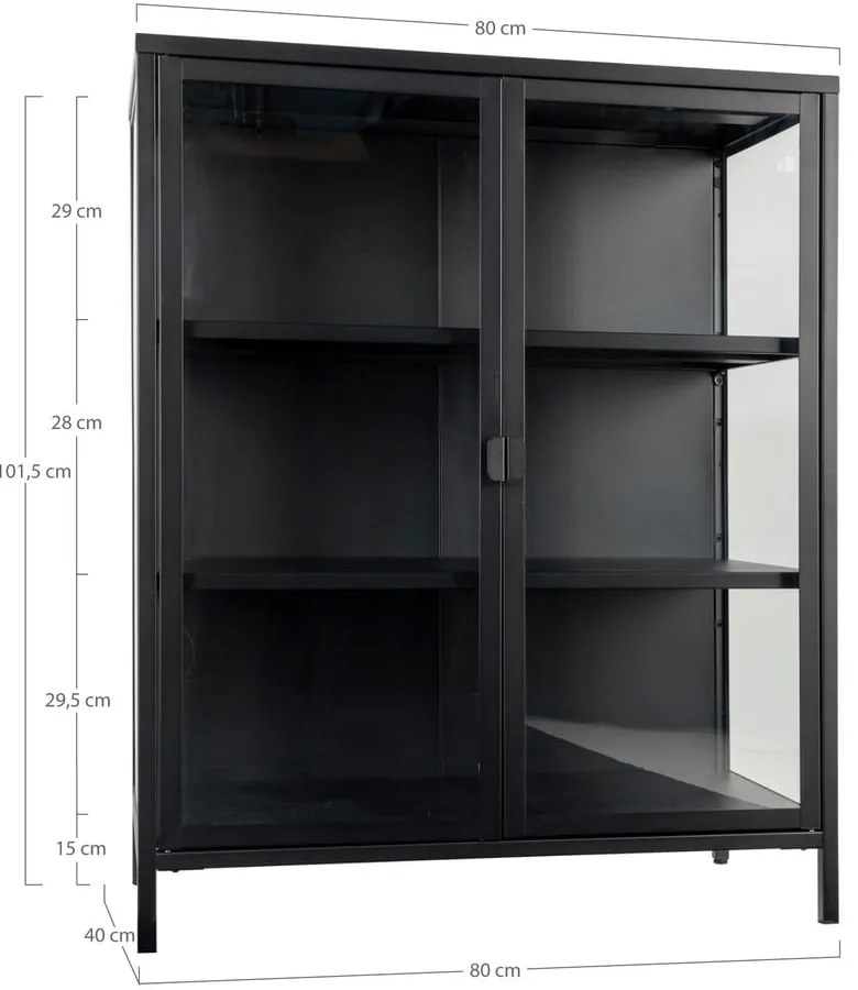Czarna metalowa witryna 80x101,5 cm Brisbane – House Nordic