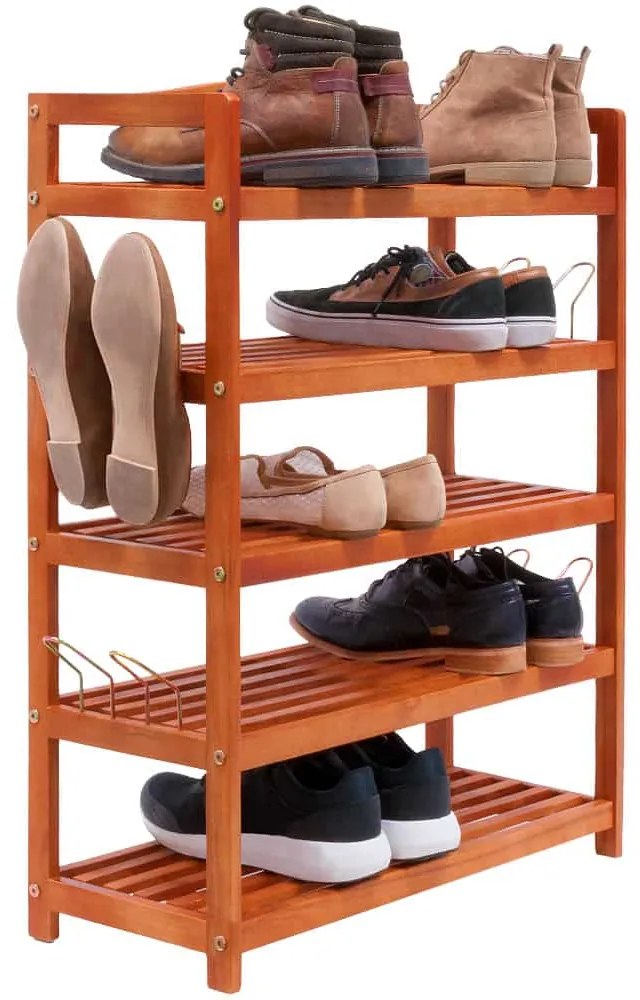 Casaria Regał na buty RUSTIC, 5 półek, 75x26x82cm, naturalna brązowa