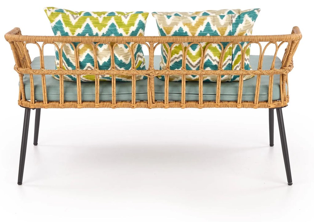 GARDENA 2S fotel podwójny czarny, naturalny, popielaty, rattan, boho