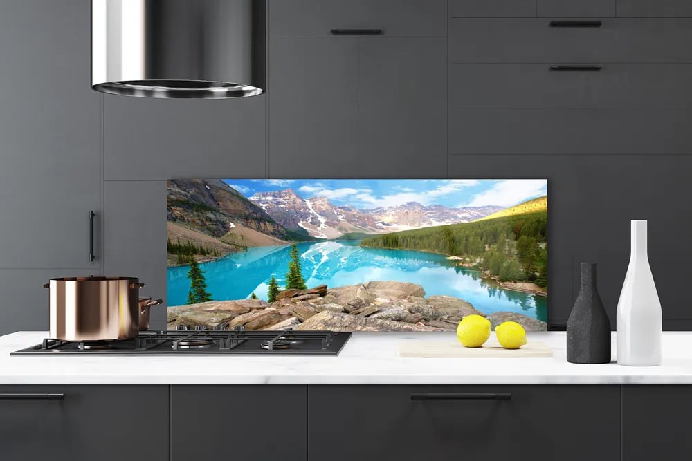 Panel Szklany do Kuchni Górska Panorama Z Jeziorem