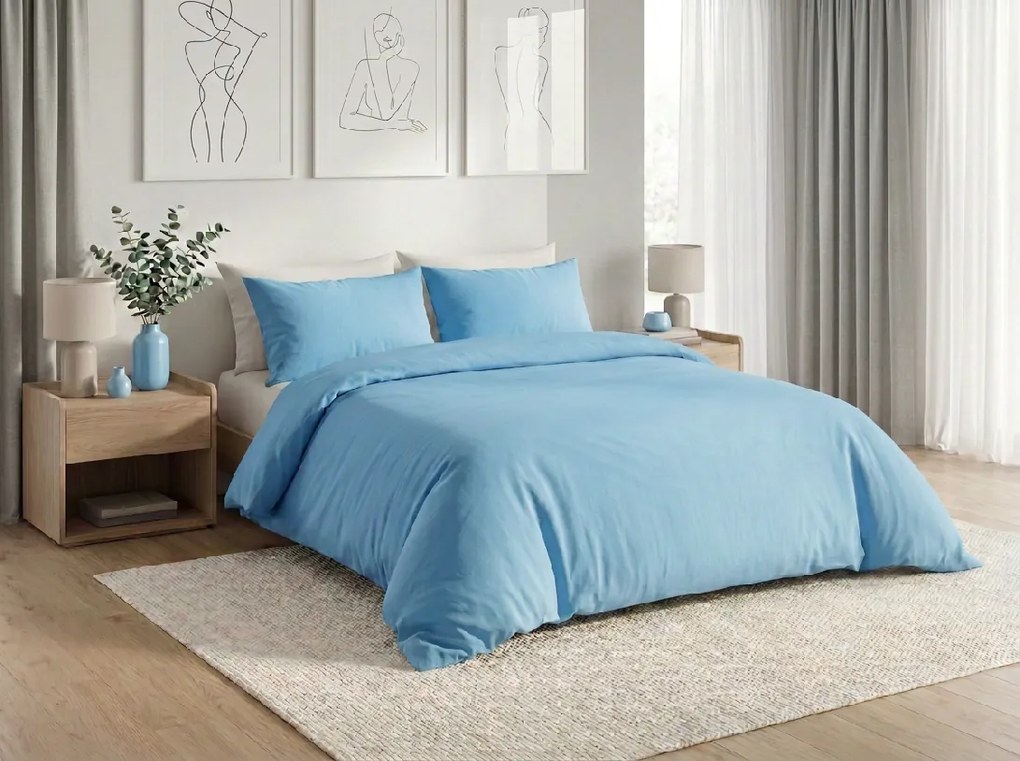 PrzytulneMieszkanie.pl PrzytulneMieszkanie.pl Bawełniana pościel CALMORA jasnoniebieska Rozmiar pościeli: 2 szt 70 x 90 cm | 160 x 220 cm