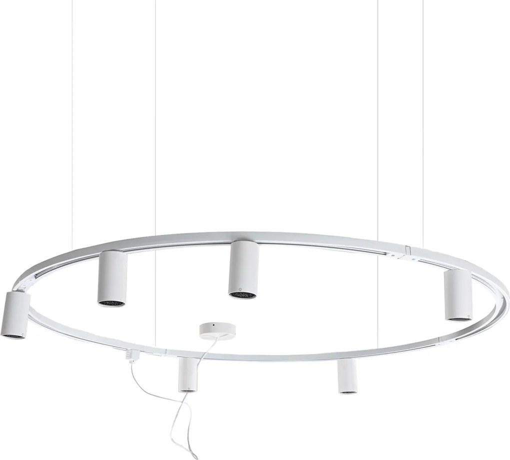 Nowoczesny wiszący system oświetlenia szynowego z 6 reflektorami białymi 1-fazowymi GU10 50 mm - Iconic Ruby Honey