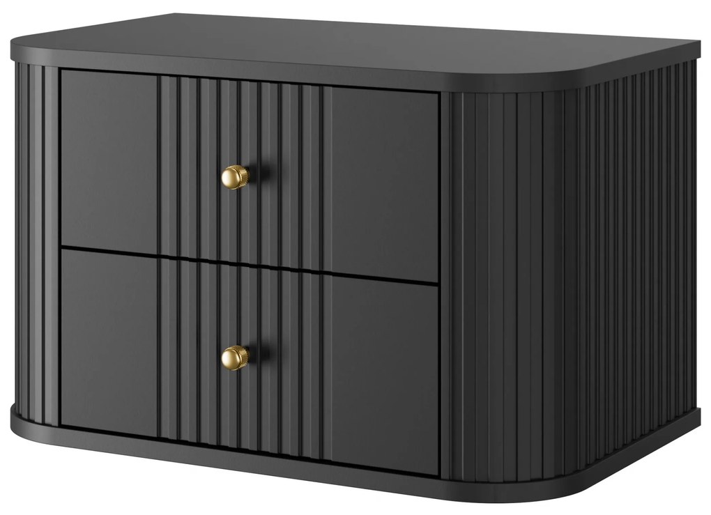 Zestaw szafek nocnych Vesper 56 cm wiszących - czarny / złote uchwyty