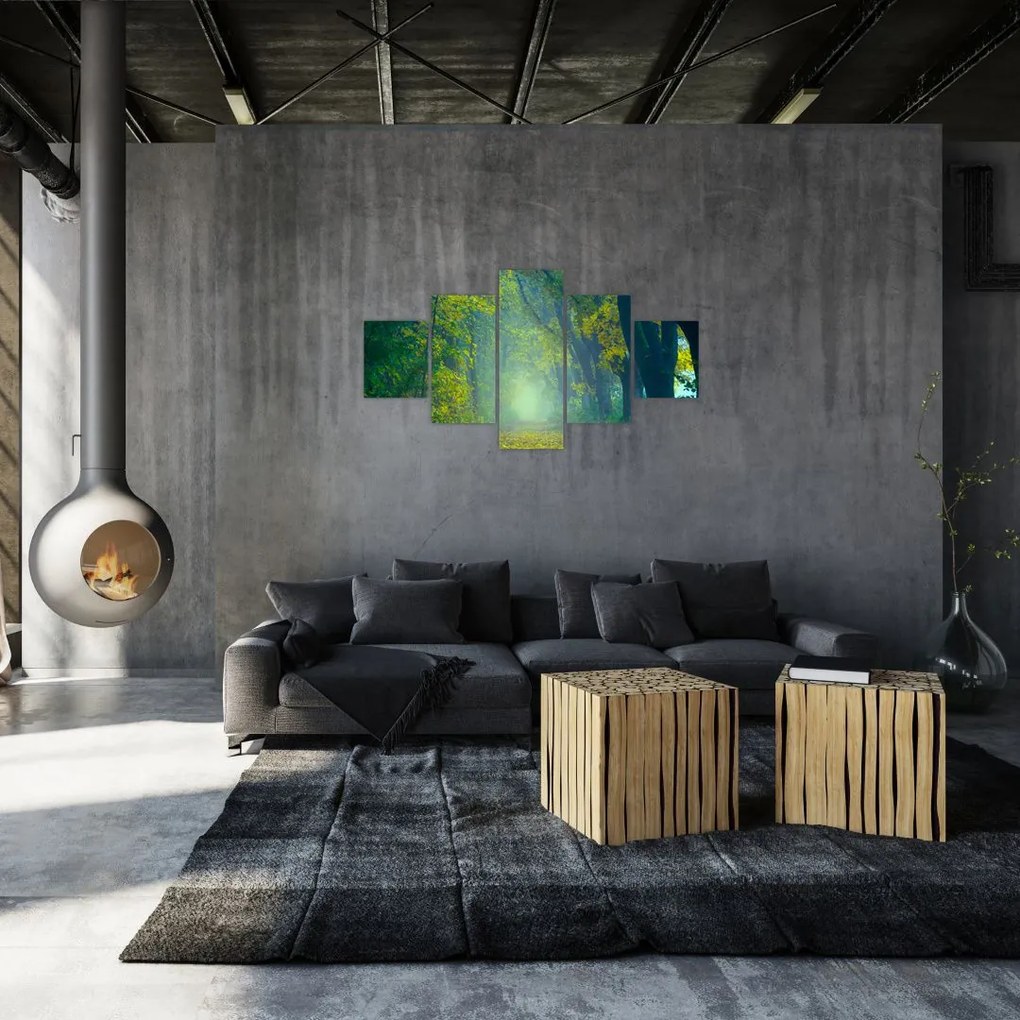 Obraz drogi wysadzanej drzewami (125x70 cm)