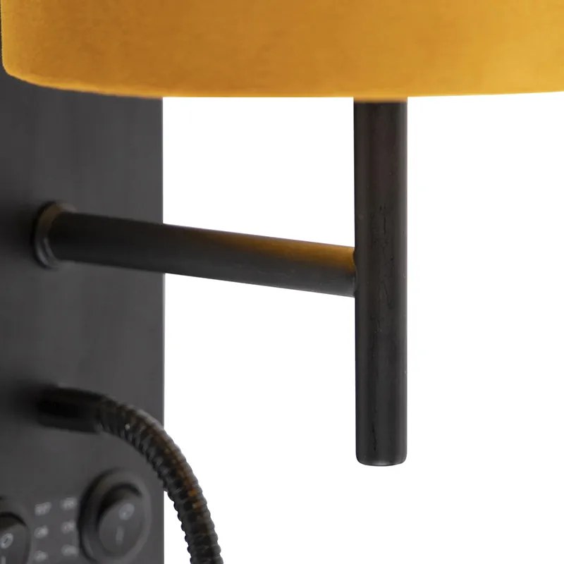 Lampa ścienna czarna z aksamitnym żółtym kloszem - Stacca Nowoczesny Oswietlenie wewnetrzne