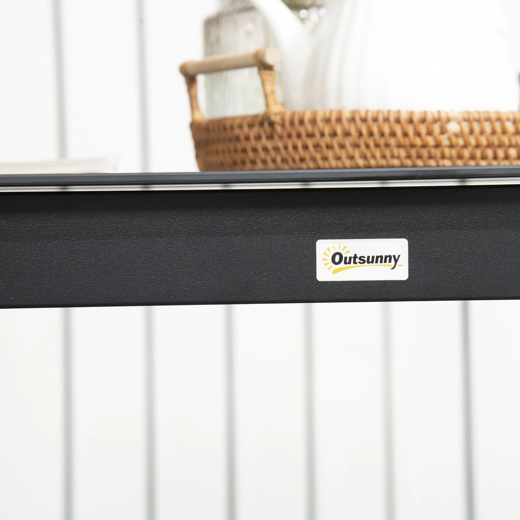 Outsunny Stolik ogrodowy Stolik Outdoor, Stolik do salonu zewnętrznego, odporny na warunki atmosferyczne, 80 x 80 x 74 cm, Czarny