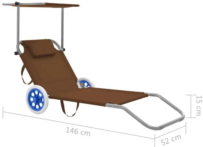 Brązowy leżak ogrodowy do opalania z kółkami D2-D19