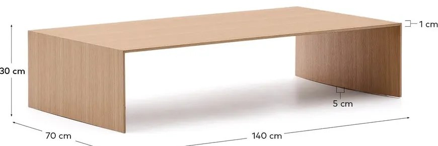 Stolik w dekorze dębu w jasnym naturalnym kolorze 70x140 cm Litto – Kave Home