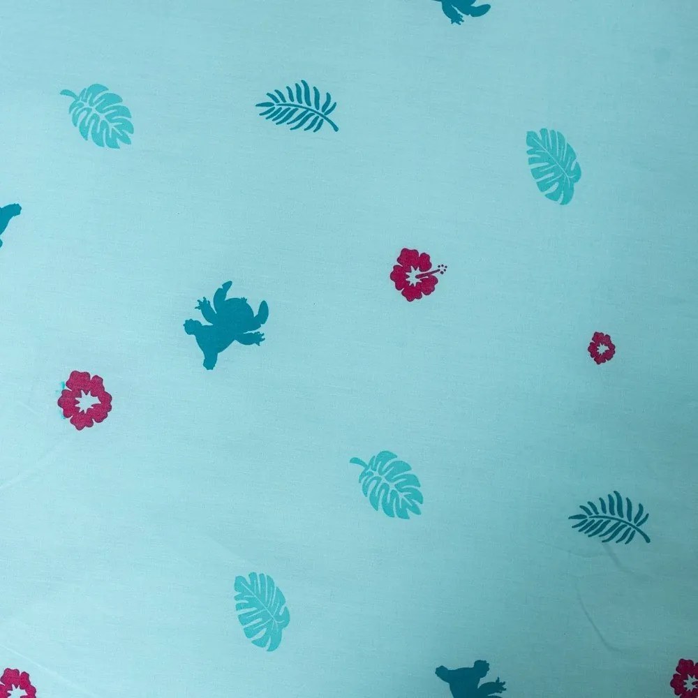 Niebieska bawełniana pościel dziecięca jednoosobowa 140x200 cm Lilo a Stitch "Hawaii" – Jerry Fabrics