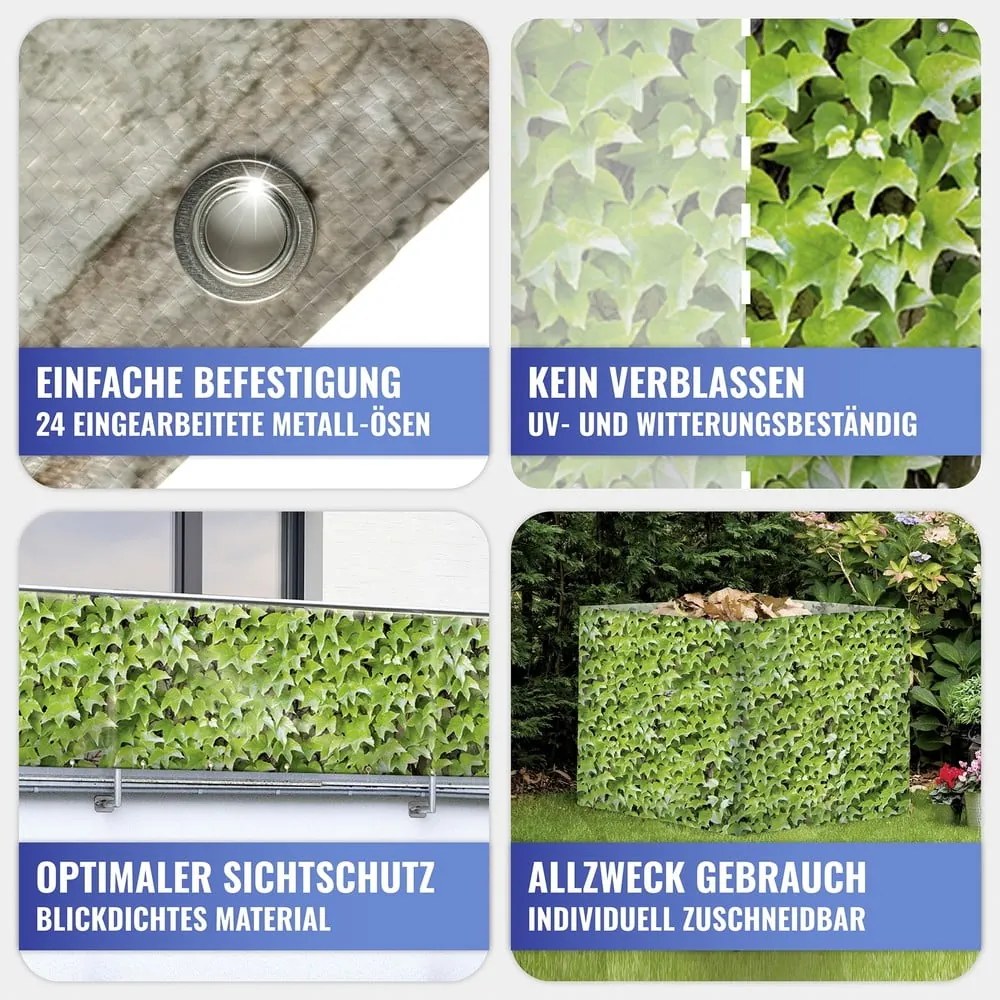 Zielona plastikowa osłona balkonowa 500x85 cm Wilder Wein – Maximex
