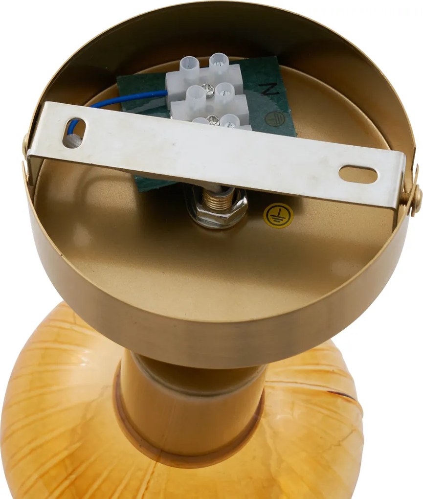 Nowoczesny sufitowy reflektor złoty z okrągłym bursztynowym szkłem - Teddy