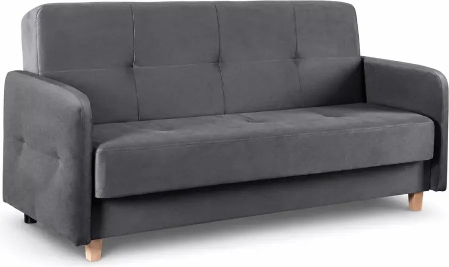 Sofa rozkładana Kareri z pojemnikiem na pościel i funkcją spania – welur, klasyczna