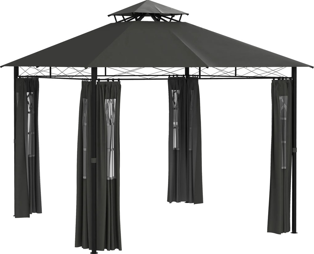 Outsunny Pawilon Namiot ogrodowy, 2,95 x 2,95 x 2, 85 m, Dunkelgrau